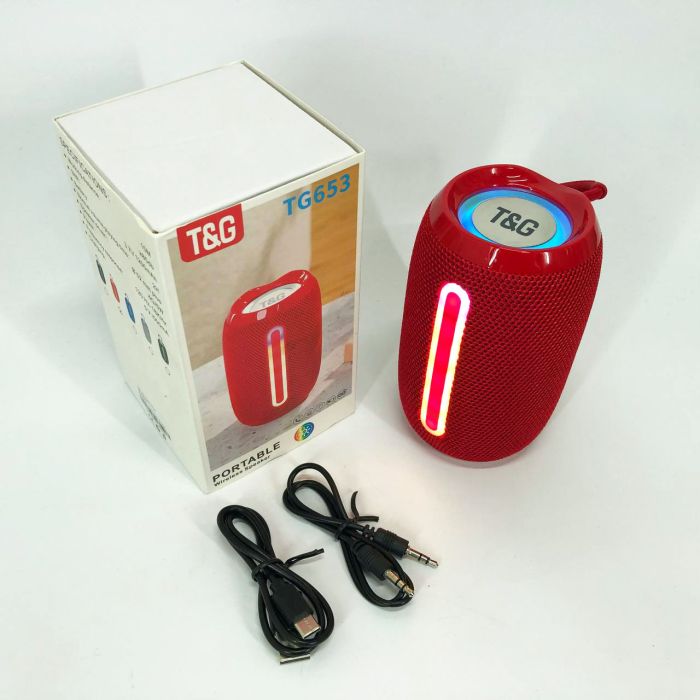 Портативная Bluetooth-колонка TG653 USB с ремешком, мощная переносная акустическая колонка. Цвет: красный