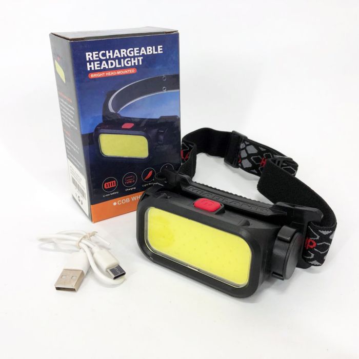 Фонарь налобный BL-008+COB (white+red), красный свет, водозащита, встроенный аккумулятор