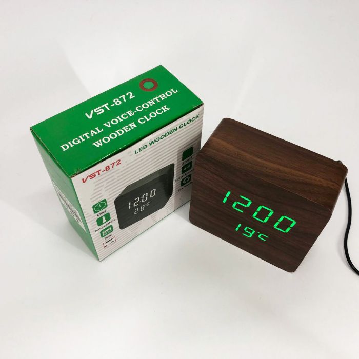 Электронные часы с термометром и функцией активация по звуку VST-872-4, Часы электронные настольные