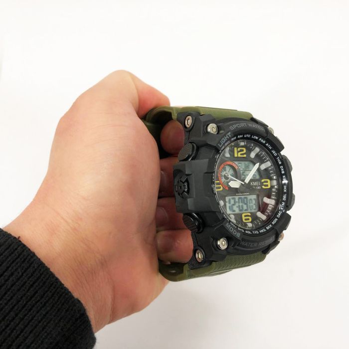 Часы наручные мужские SKMEI 1283AG ARMY GREEN, армейские часы противоударные. Цвет: зеленый