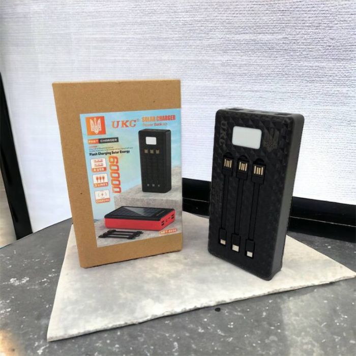 Портативная мобильная зарядка (Павербанк) POWER BANK SOLAR 60000MAH, переносной аккумулятор для телефона