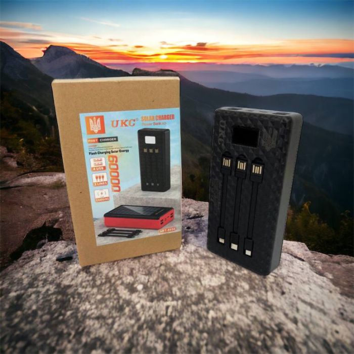 Портативная мобильная зарядка (Павербанк) POWER BANK SOLAR 60000MAH, переносной аккумулятор для телефона