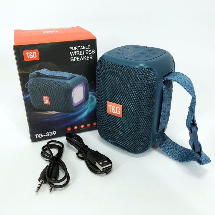Портативная Bluetooth колонка TG339 5W с RGB подсветкой, Блютуз колонка для улицы. Цвет: синий