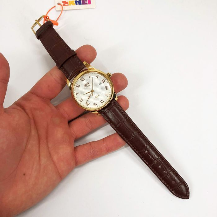 Часы наручные мужские SKMEI 9058LGDWTBN-B, мужские круглые наручные часы, качественные мужские часы