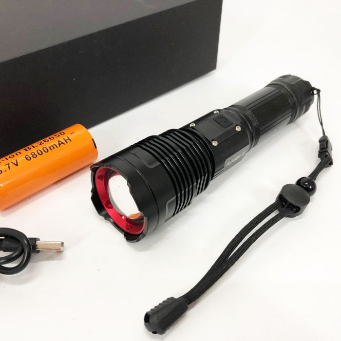 Ручной фонарик PLD-6606 White Laser LED PM50-TG, работает от аккумулятора, сверхмощный фонарик