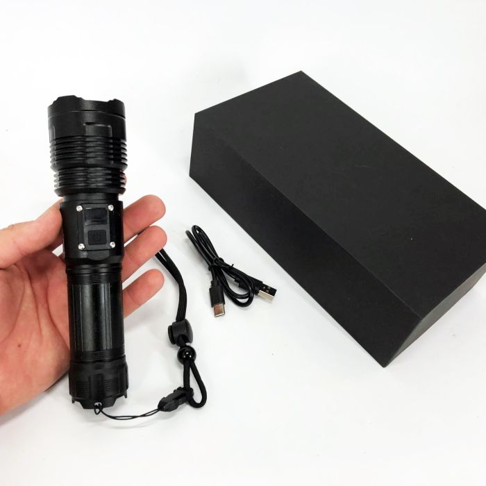 Ручной фонарик PLD-6606 White Laser LED PM50-TG, работает от аккумулятора, сверхмощный фонарик