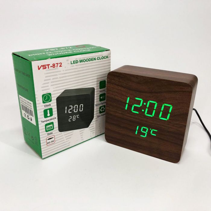 Электронные часы с термометром и функцией активация по звуку VST-872-4, Часы электронные настольные