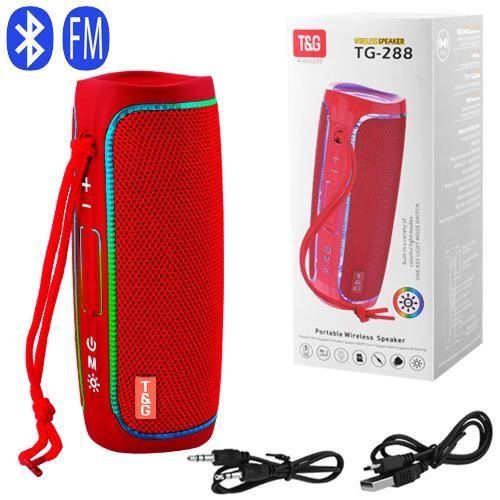 Портативная Bluetooth колонка с LED подсветкой TG288, громкая колонка для вечеринки. Цвет: красный