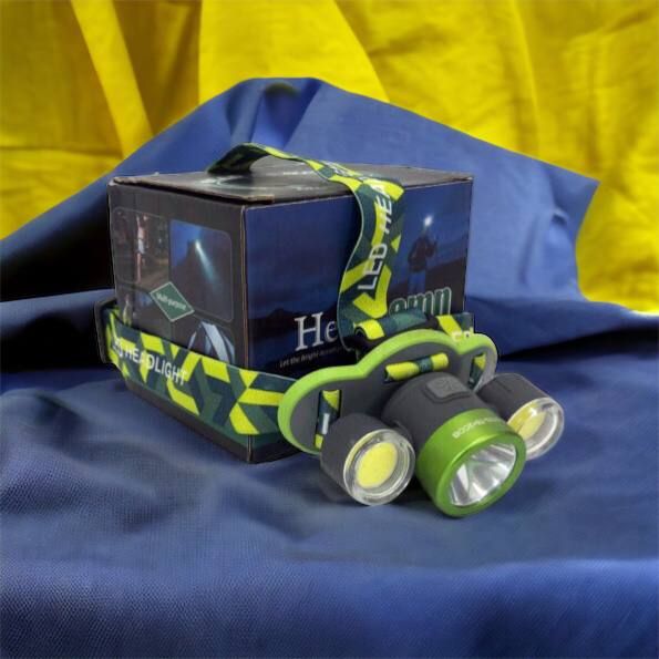 Фонарь налобный 2133-T6 + 2COB с индикацией заряда, светодиодный налобный фонарик, фонарь на лоб