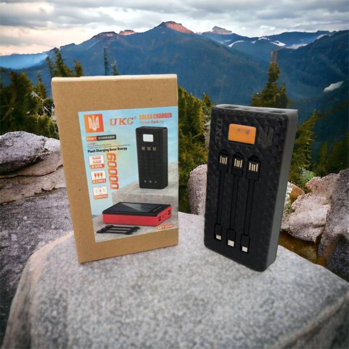Портативная мобильная зарядка (Павербанк) POWER BANK SOLAR 60000MAH, переносной аккумулятор для телефона
