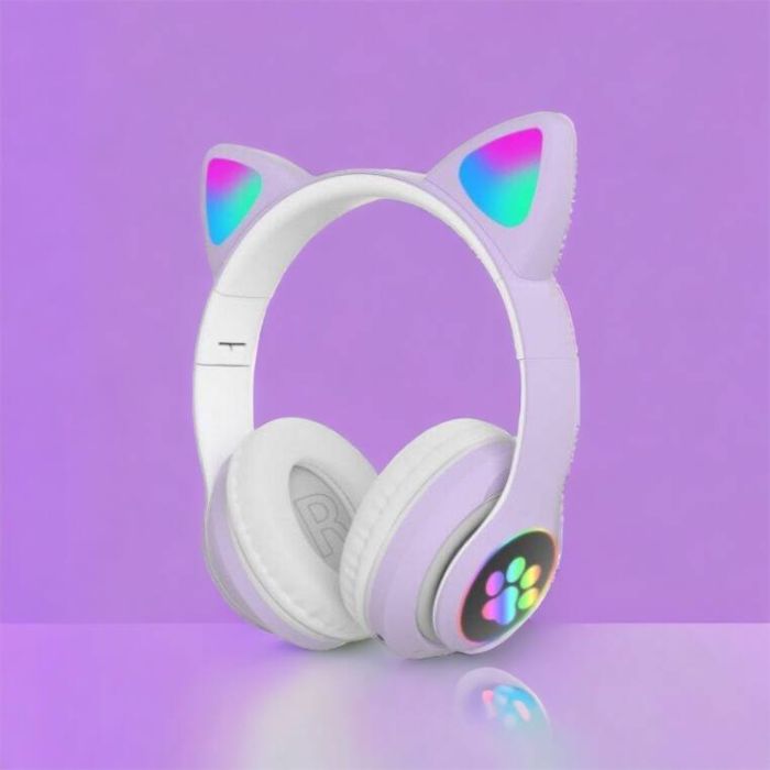 Беспроводные LED наушники с кошачьими ушками CAT STN-28. Цвет: фиолетовый