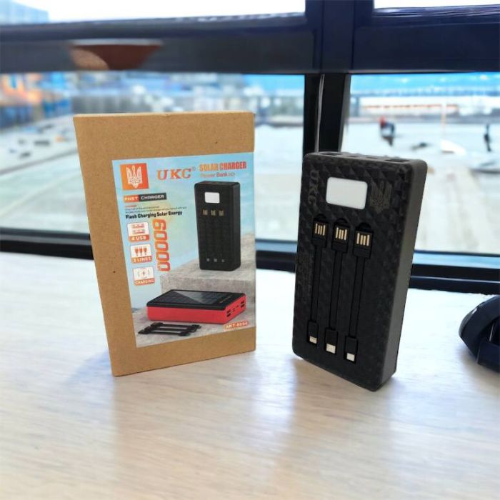 Портативная мобильная зарядка (Павербанк) POWER BANK SOLAR 60000MAH, переносной аккумулятор для телефона
