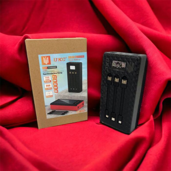 Портативная мобильная зарядка (Павербанк) POWER BANK SOLAR 60000MAH, переносной аккумулятор для телефона