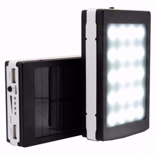 УМБ Power Bank Solar 40000 mAh мобильное зарядное с солнечной панелью и лампой. Цвет: черный