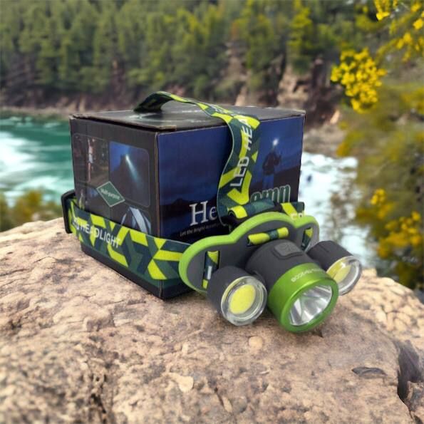 Фонарь налобный 2133-T6 + 2COB с индикацией заряда, светодиодный налобный фонарик, фонарь на лоб