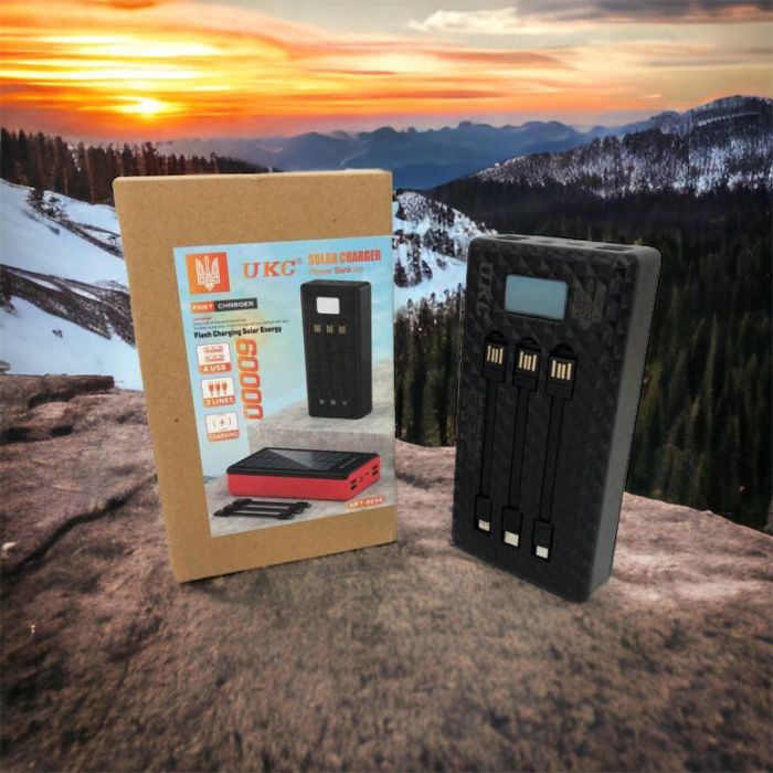 Портативная мобильная зарядка (Павербанк) POWER BANK SOLAR 60000MAH, переносной аккумулятор для телефона
