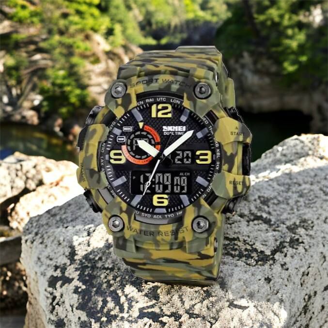 Часы наручные мужские SKMEI 1520CMGN CAMO GREEN, часы военные мужские, для военнослужащих. Цвет: камуфляж