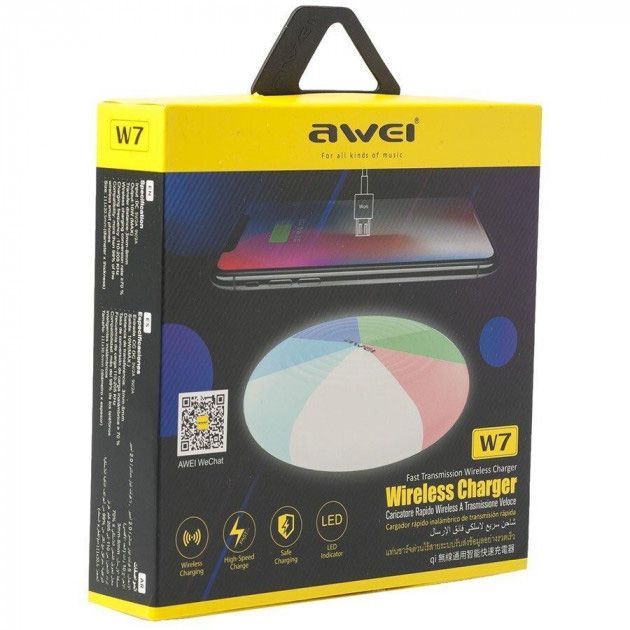Беспроводная зарядка с подсветкой 7 цветов 10W 7 COLOR Awei W7 + WIRELESS CHARGE