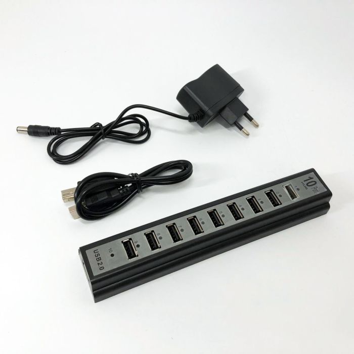Разветвитель USB HUB на 10 портов с активной зарядкой 220V, Разветвитель юсб, Хаб для ноутбука