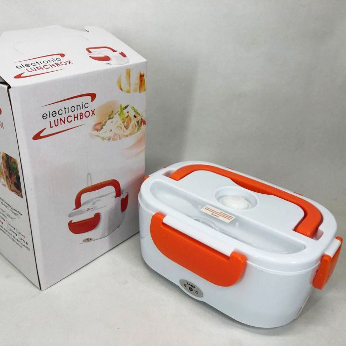 Ланч бокс электрический с подогревом Lunch Heater 220V Pro, контейнер для еды с отсеками. Цвет: оранжевый