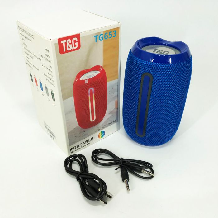 Портативная Bluetooth-колонка TG653 USB с ремешком, Беспроводная колонка портативная мощная. Цвет: синий