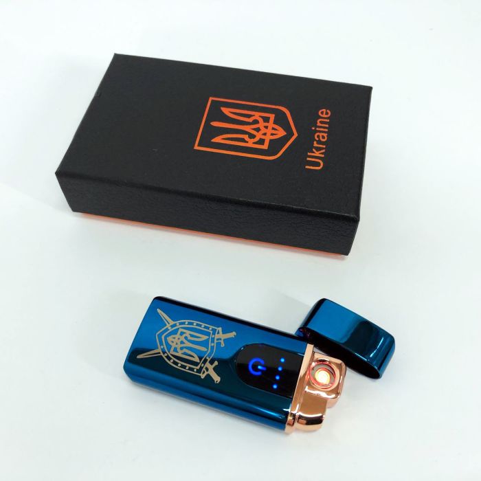 Электрическая и газовая зажигалка Украина с USB-зарядкой HL-432, зажигалка сенсорная. Цвет: синий