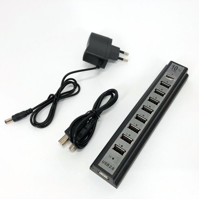 Разветвитель USB HUB на 10 портов с активной зарядкой 220V, Разветвитель юсб, Хаб для ноутбука