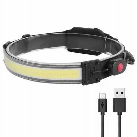 Фонарик налобный мягкий аккумуляторный XQ-T1C USB с красными задними огнями, фонарь на голову для рыбалки