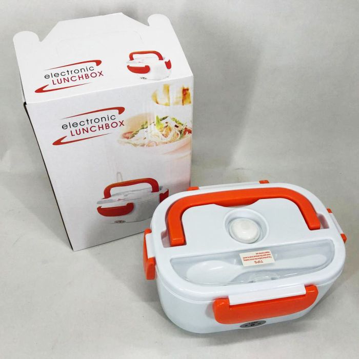 Ланч бокс электрический с подогревом Lunch Heater 220V Pro, контейнер для еды с отсеками. Цвет: оранжевый