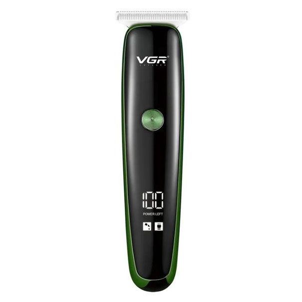 Триммер для стрижки волос и бороды VGR V-966 LED Display, профессиональная электробритва. Цвет: зеленый