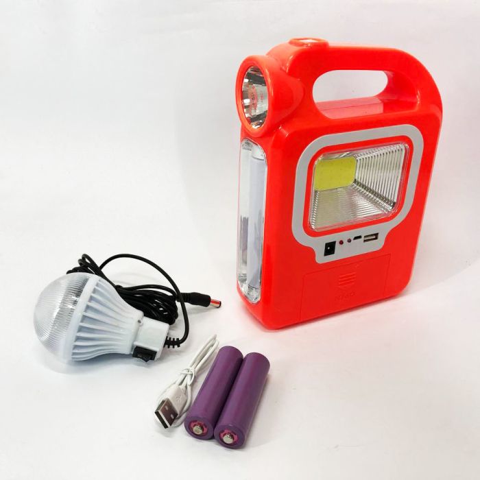 Фонарь кемпинг переносной 6399А - LED+COB, power bank, 2x18650, солнечная батарея. Цвет: оранжевый