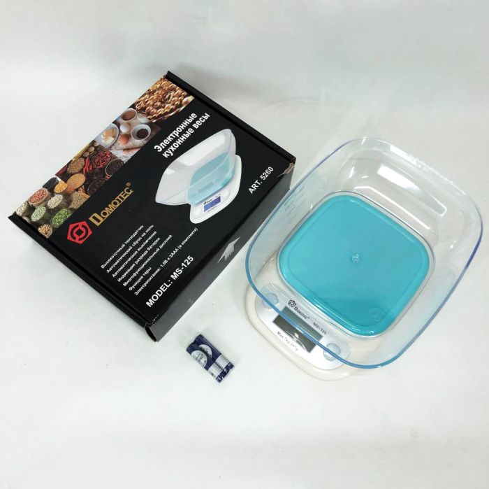 Весы кухонные DOMOTEC MS-125 Plastic, весы пищевые, весы кулинарные. Цвет: голубой