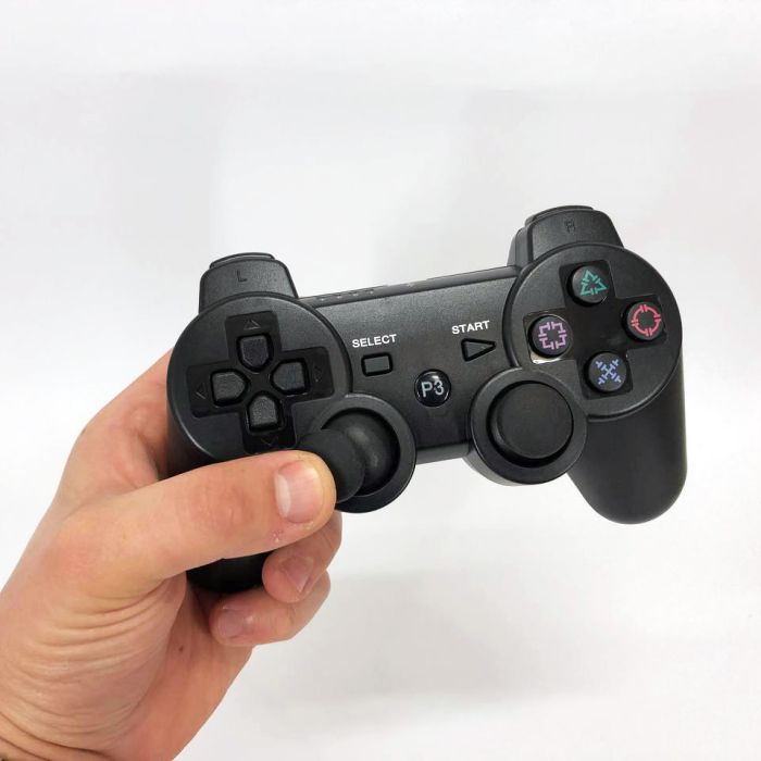 Игровой беспроводной геймпад Doubleshock PS3/PC аккумуляторный джойстик с функцией вибрации. Цвет: черный