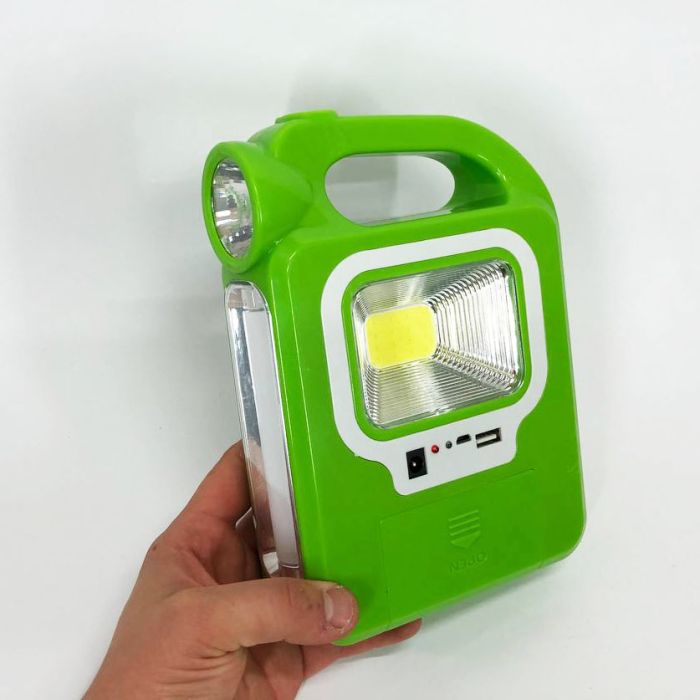 Фонарь кемпинг переносной 6399А - LED+COB, power bank, 2x18650, солнечная батарея. Цвет: зеленый