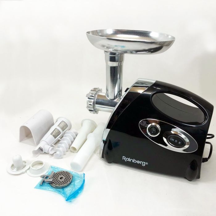 Мясорубка Rainberg RB-675 3800W с соковыжималкой, мясорубка электрическая металл. Цвет: черный