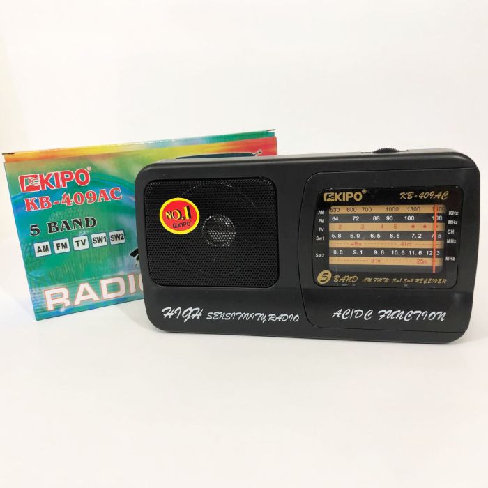 Радиоприёмник Kipo KB-409AC мощный радио FM c usb питание от батарейки R20 или от сети Черный