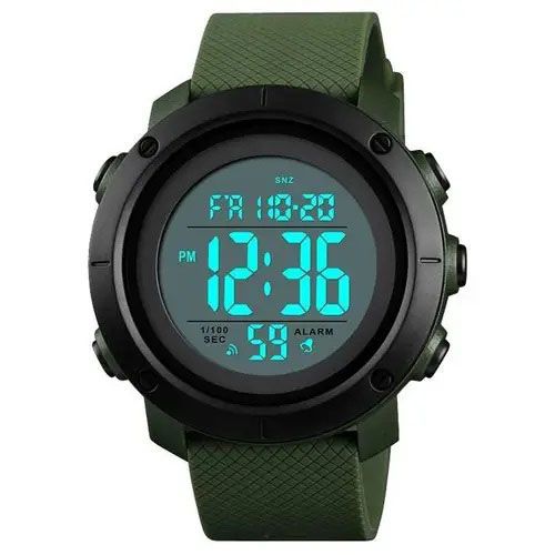 Часы наручные мужские SKMEI 1434AGWT ARMY GREEN-WHITE, часы армейские оригинал. Цвет: зеленый