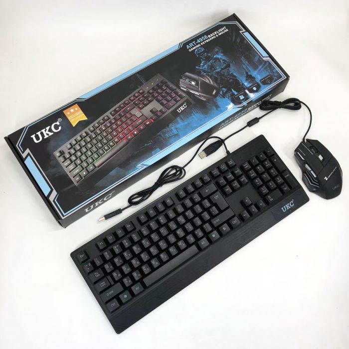 Клавиатура+мышка UKC с LED подсветкой от USB M-710, клавиатура игровая с подсветкой и мышкой