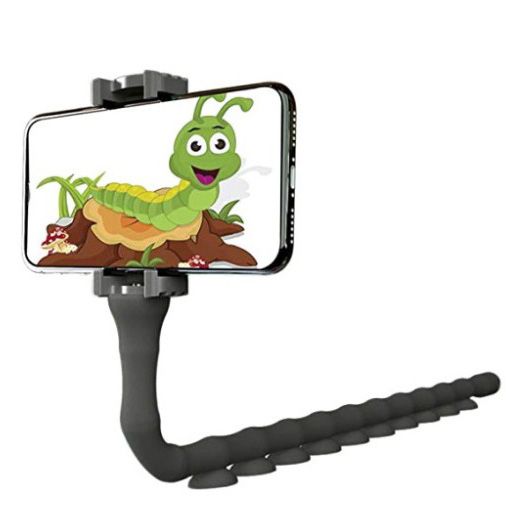 Гибкий держатель для телефона с присосками универсальный Cute Worm Lazy Holder. Цвет: черный