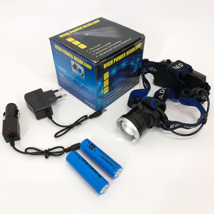 Налобный фонарь Bailong BL-T24-P50 аккумуляторный LED/Zoom 3 режима работы, фонарь на голову для рыбалки