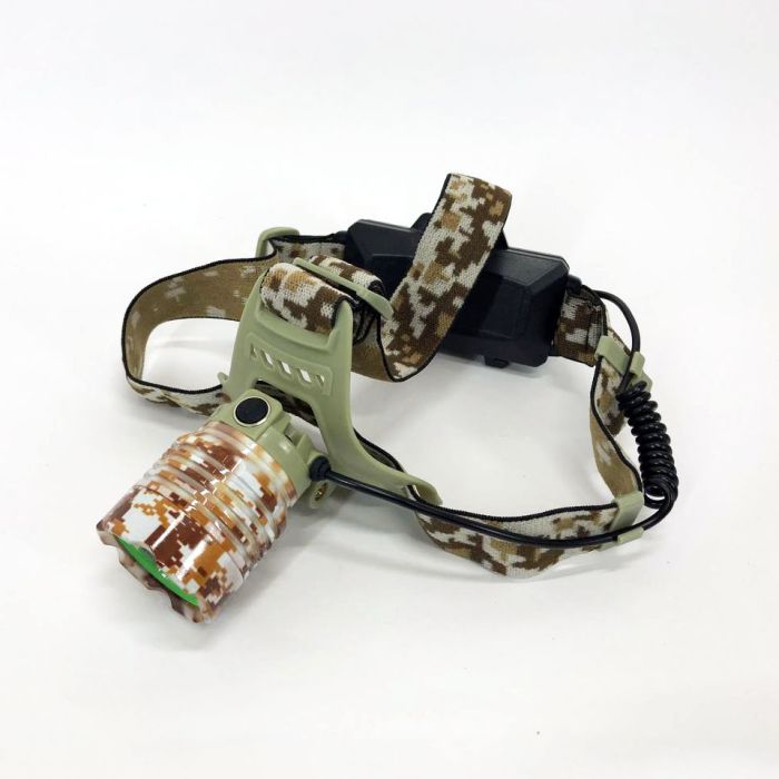 Фонарь налобный 2130-T6 Military, аккумуляторный 18650 х 2, zoom, зарядка micro USB, Головной фонарик