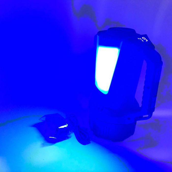 Фонарь кемпинг переносной T100A-10W+2COB с боковыми LED white/red/blue, Аккумуляторная лампа для кемпинга