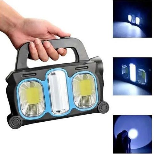 Фонарь ручной на солнечной батарее 3в1 HB-6168-LED+2COB с боковой лампой, 3 режима с функцией Power Bank