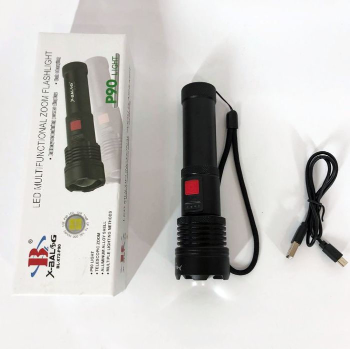 Фонарик светодиодный с аккумулятором X-Balog BL-X72-P90, фонарь ручной мощный, тактичный фонарь