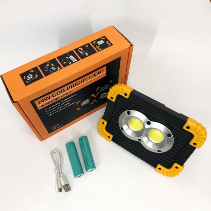 Прожектор светодиодный X-Balog L802-20W-2COB+1W, фонарь прожектор светильник, аварийная лампа