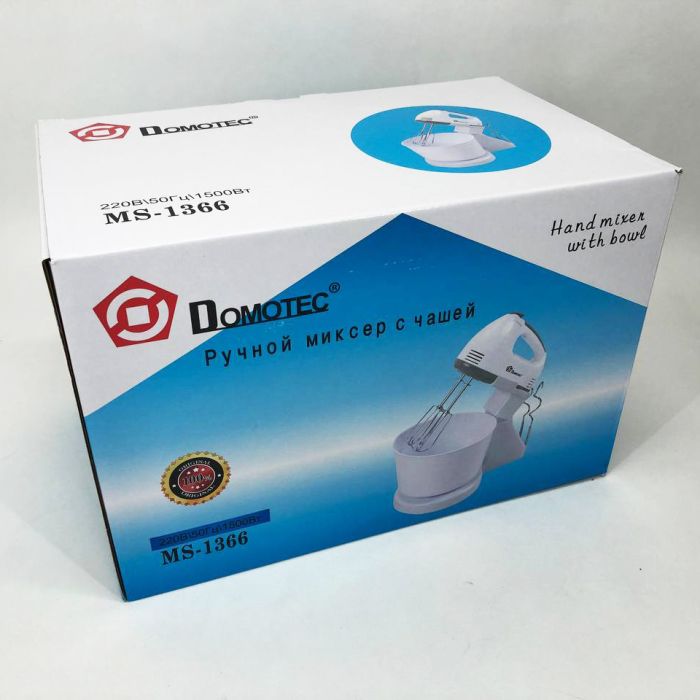 Миксер бытовой 7 скоростей с чашей 2 л Domotec MS-1366, миксер кухонный стационарный, кухонный тестомес