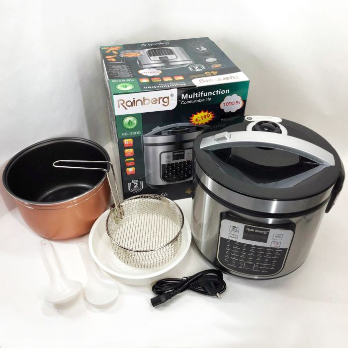 Мультиварка пароварка Rainberg RB-6209 45 программ 6 л 1000W, Сенсорная мультиварка рисоварка