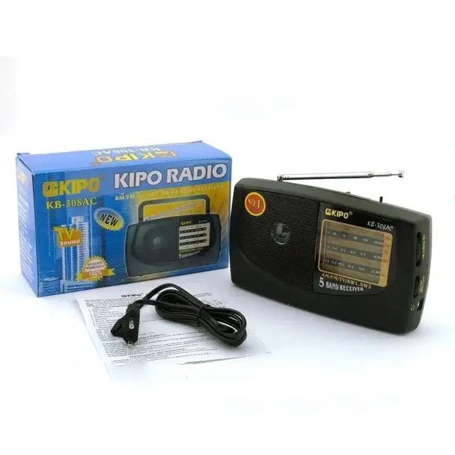 Радиоприемник KIPO KB-308AC - мощный 5-ти волновой фм Радиоприемник fm диапазона, Приемник фм радио