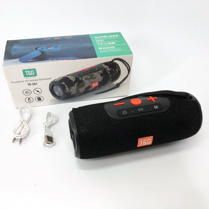 Портативная Bluetooth колонка TG341 со шнурком, аккумуляторная переносная колонка. Цвет: черный