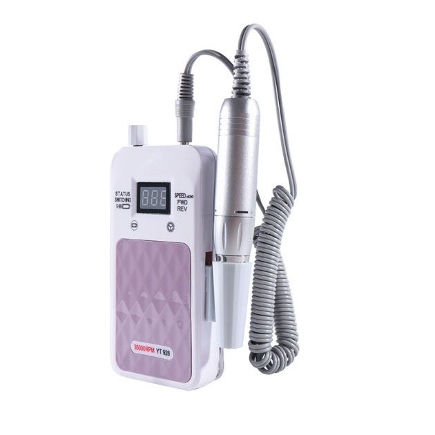 Портативный Фрезер для ногтей Nail Drill YT-928 аккумуляторный с индикатором заряда на 35 000 оборотов. Цвет: серый